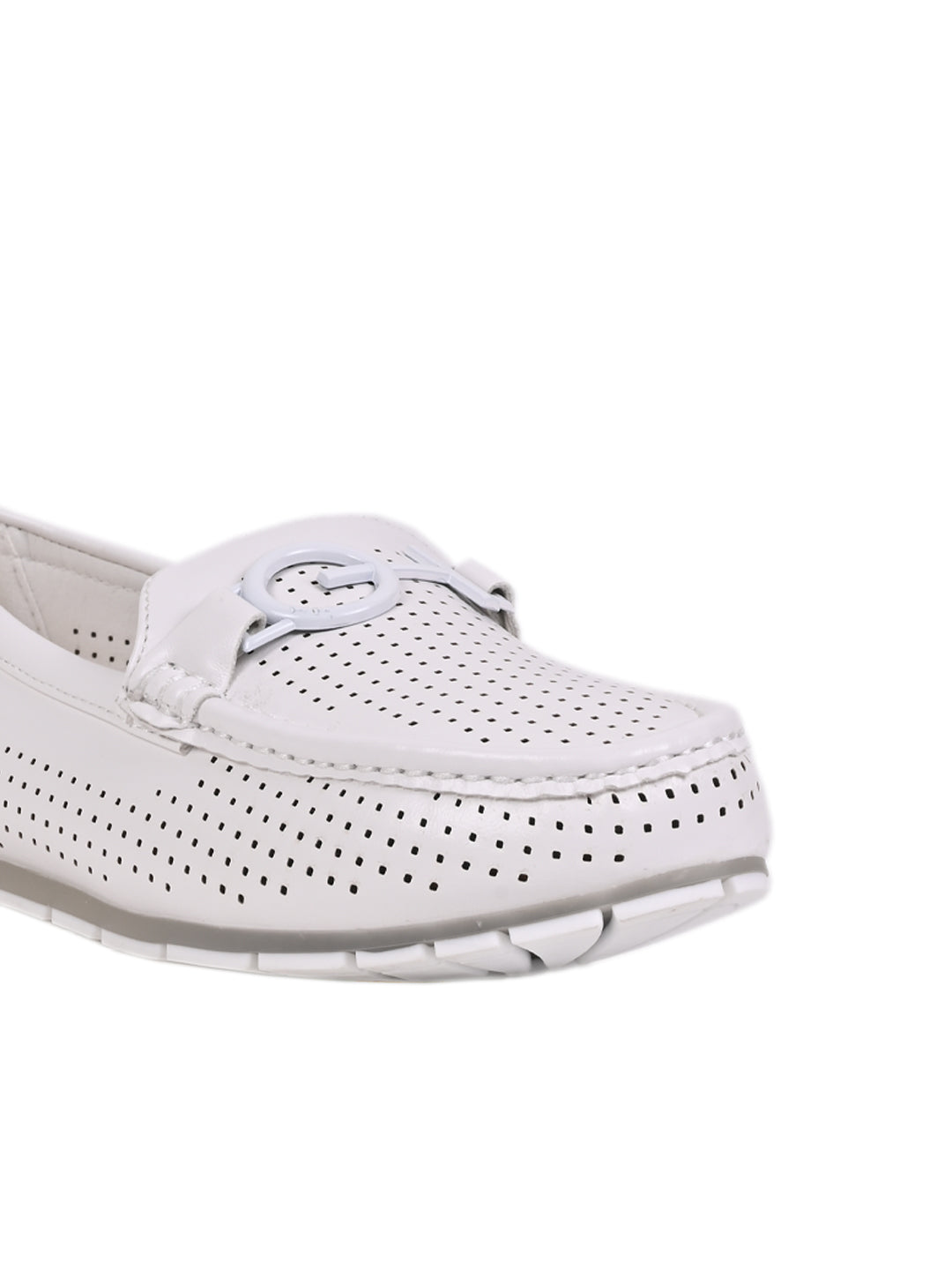 Women White Laser Cut Loafers