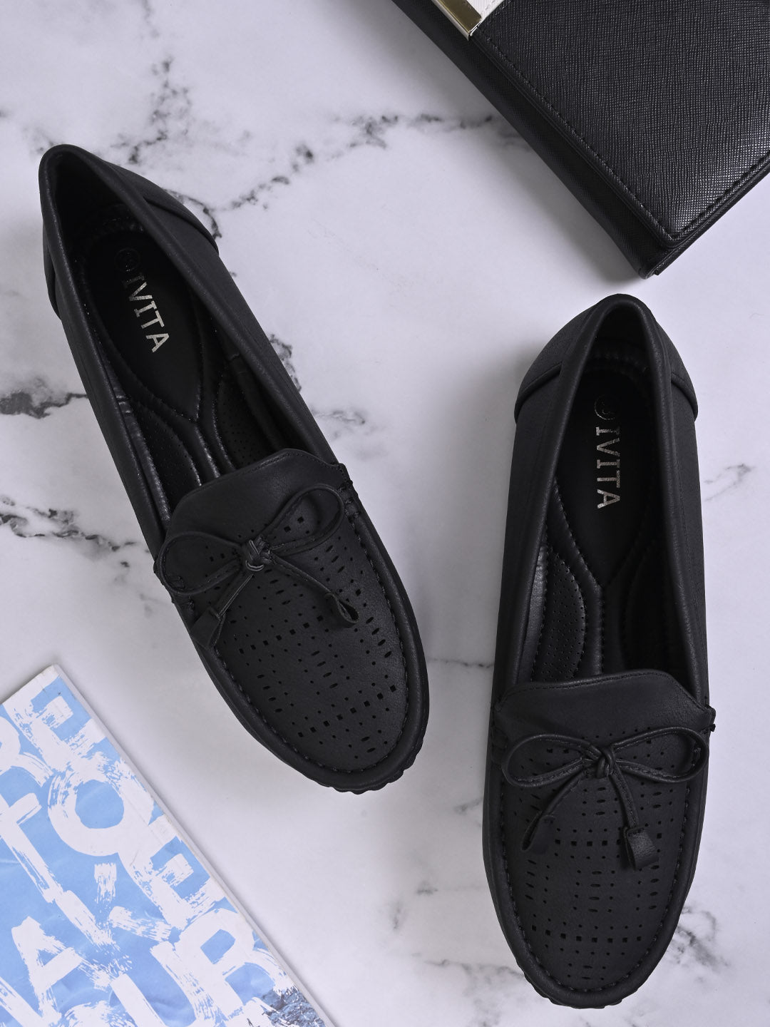 Women, Women Footwear, Black Loafers