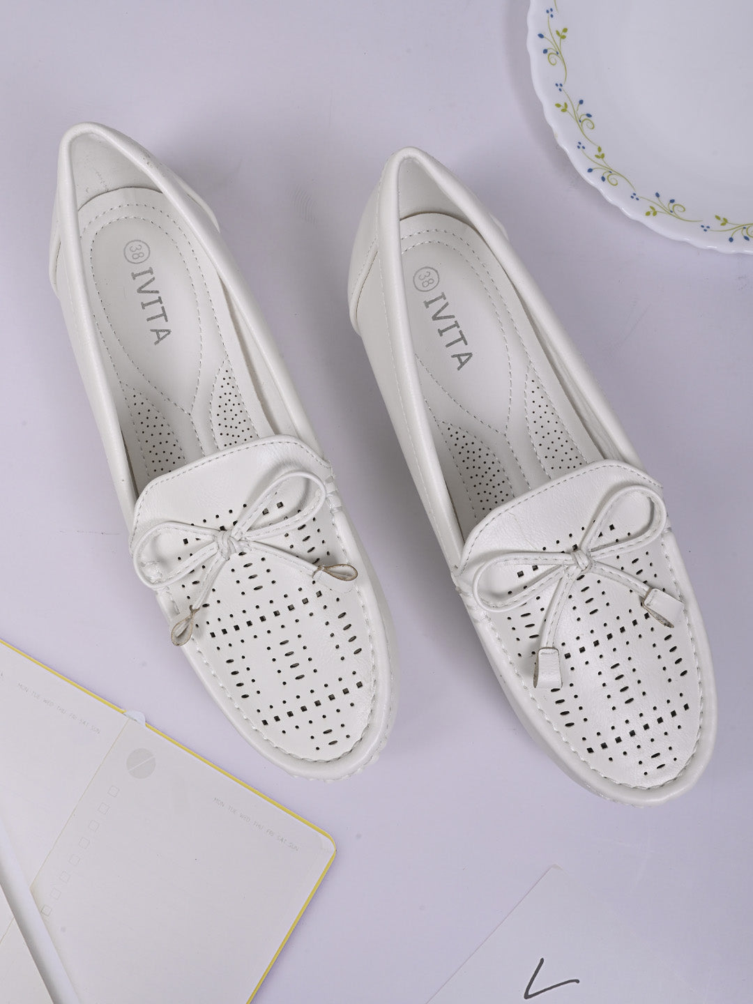 Women, Women Footwear, White Loafers