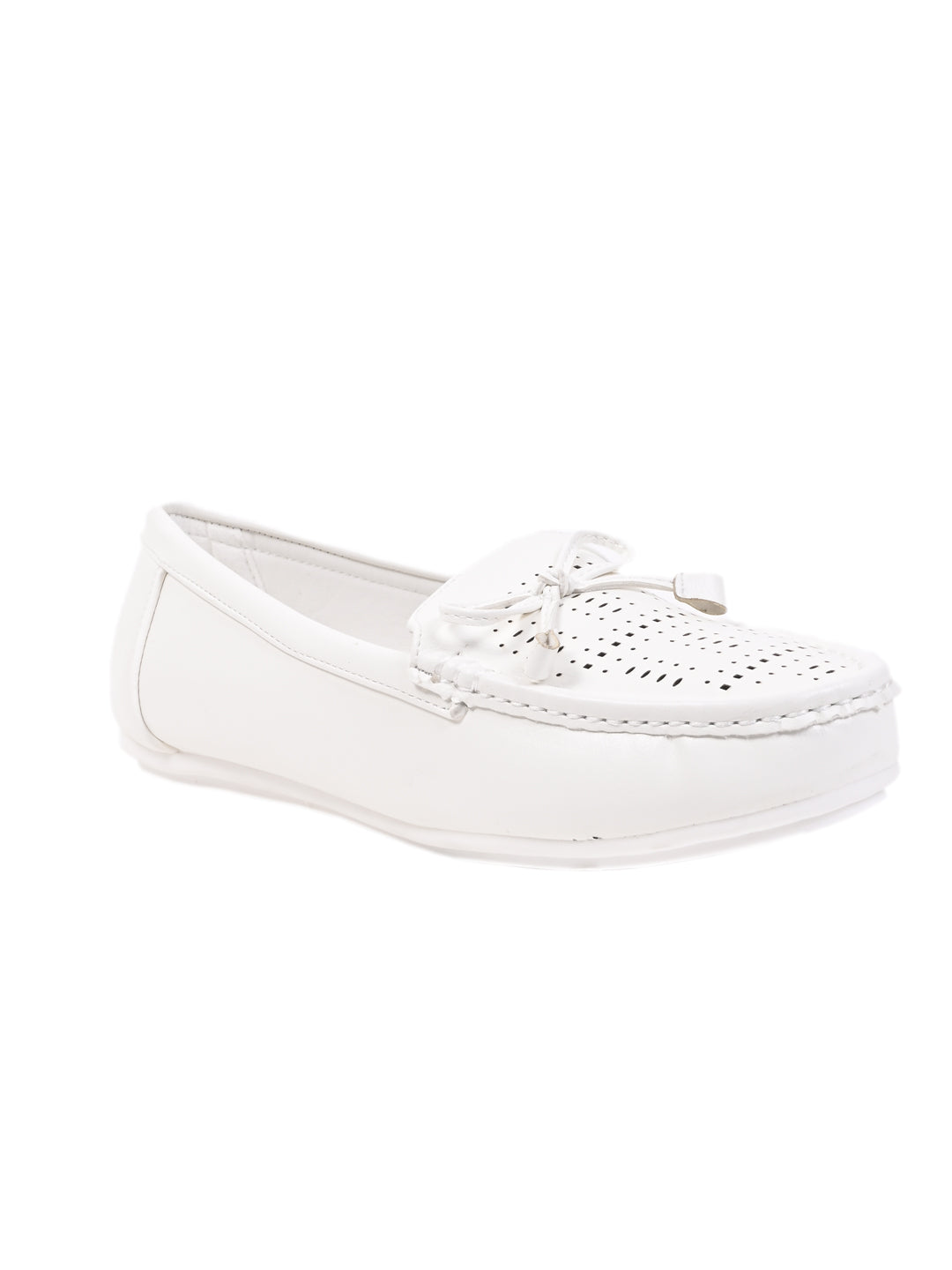 Women, Women Footwear, White Loafers