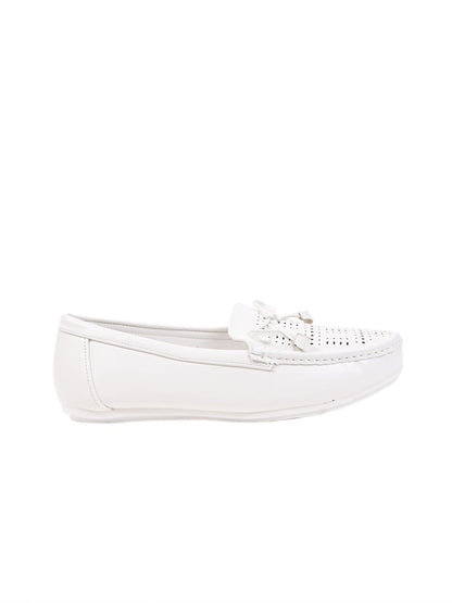 Women, Women Footwear, White Loafers