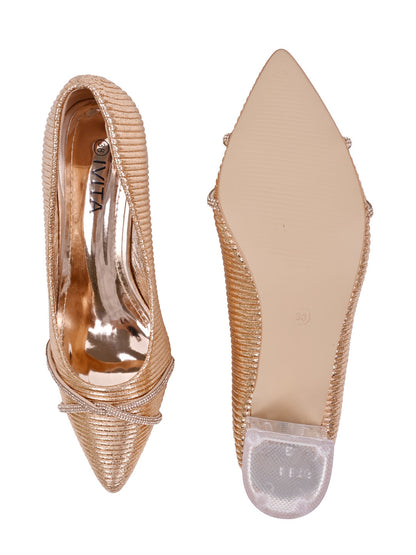 Women Champagne Embellished Pumps