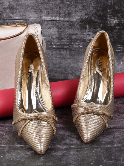 Women, Women Footwear, Gold Pumps