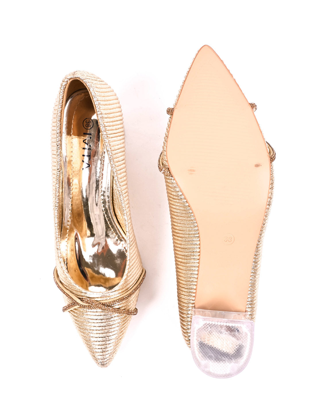 Women Gold Embellished Pumps