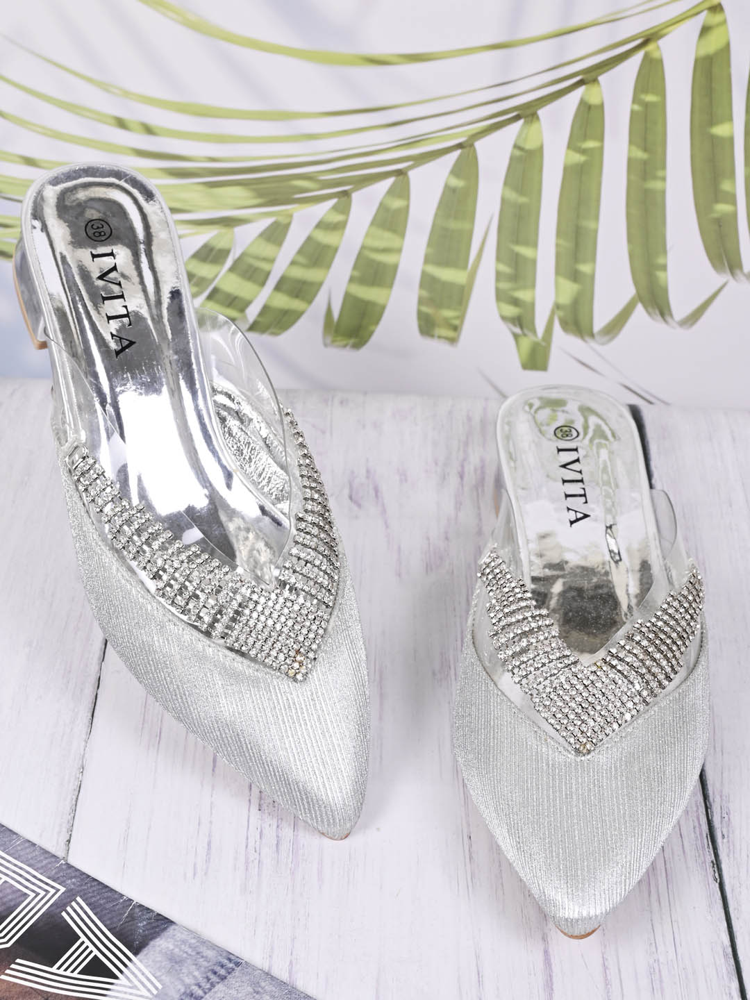 Women, Women Footwear, Silver Mules