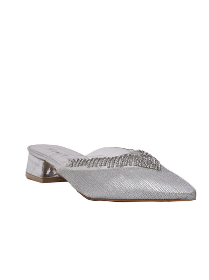 Women, Women Footwear, Silver Mules