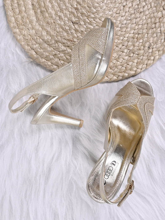 Women, Women Footwear, Gold Sandal