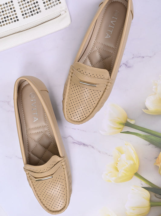 Women, Women Footwear, Beige Loafers