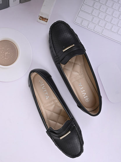 Women, Women Footwear, Black Loafers