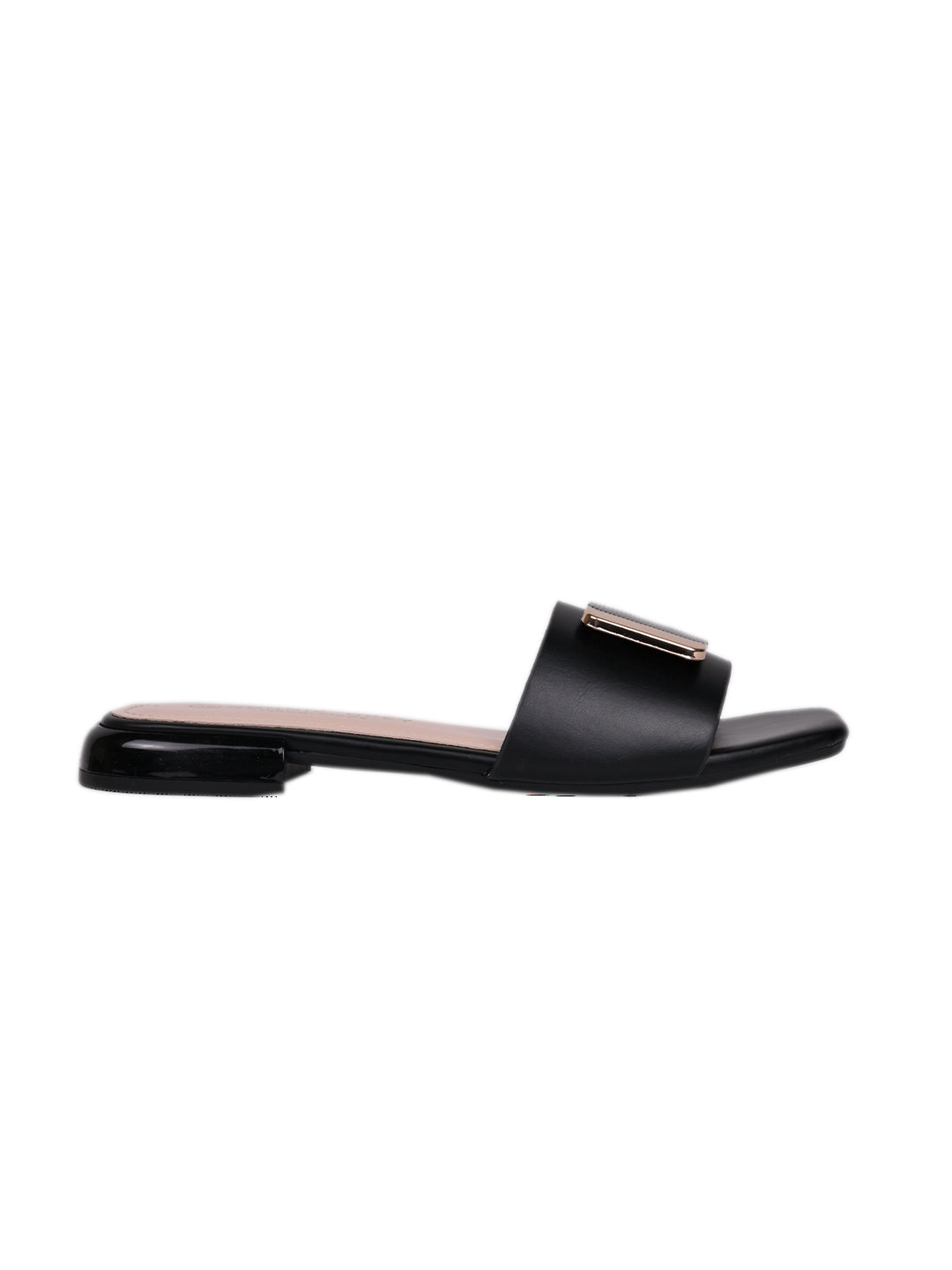 Women, Women Footwear, Black Open Toe Flats