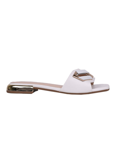 Women, Women Footwear, White Open Toe Flats