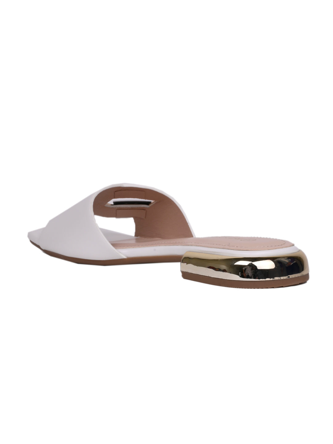 Women, Women Footwear, White Open Toe Flats