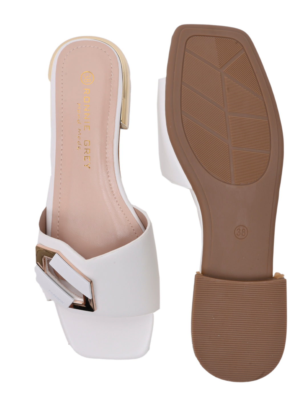 Women, Women Footwear, White Open Toe Flats