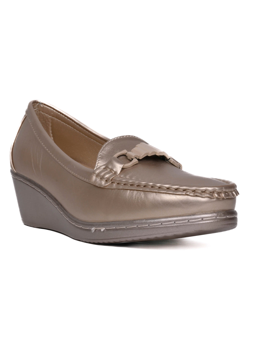 Women, Women Footwear, Gold Loafers