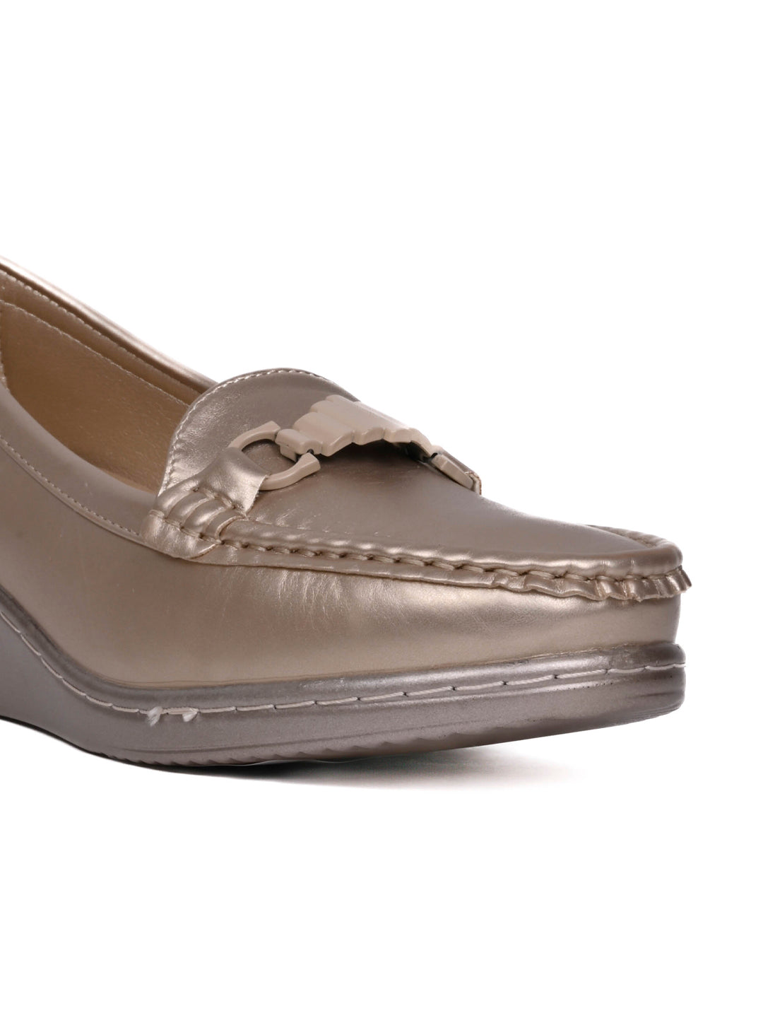 Women, Women Footwear, Gold Loafers