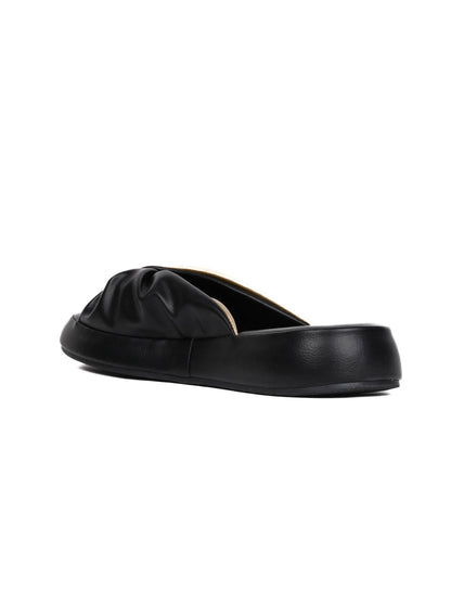 Women, Women Footwear, Black Open Toe Flats