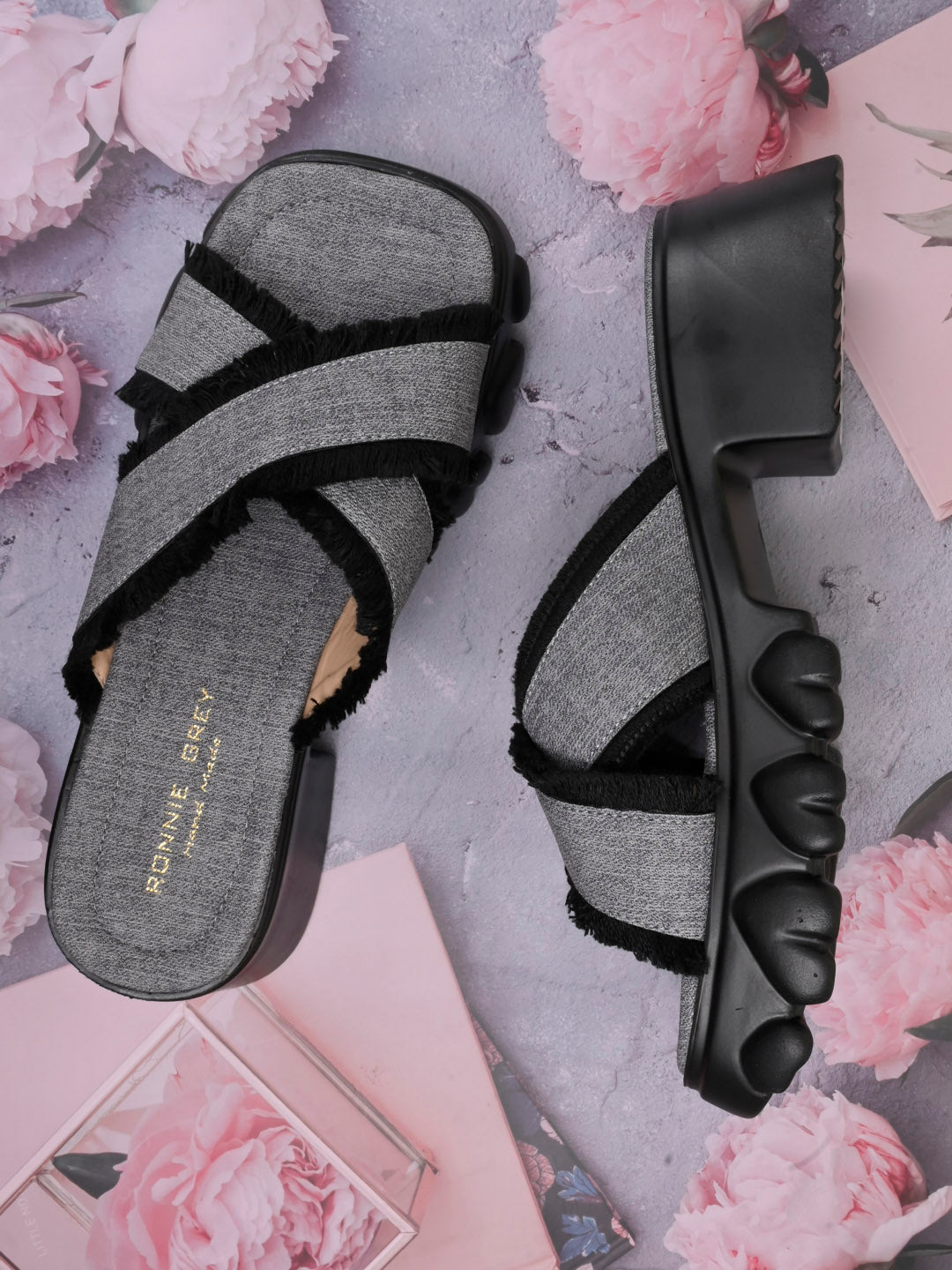 Women, Women Footwear, Black Sandals