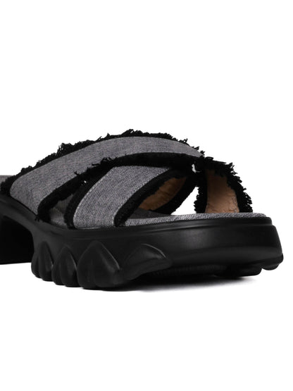 Women Black Solid Cross Strap Sandals