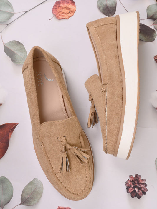 Women, Women Footwear, Beige Loafers