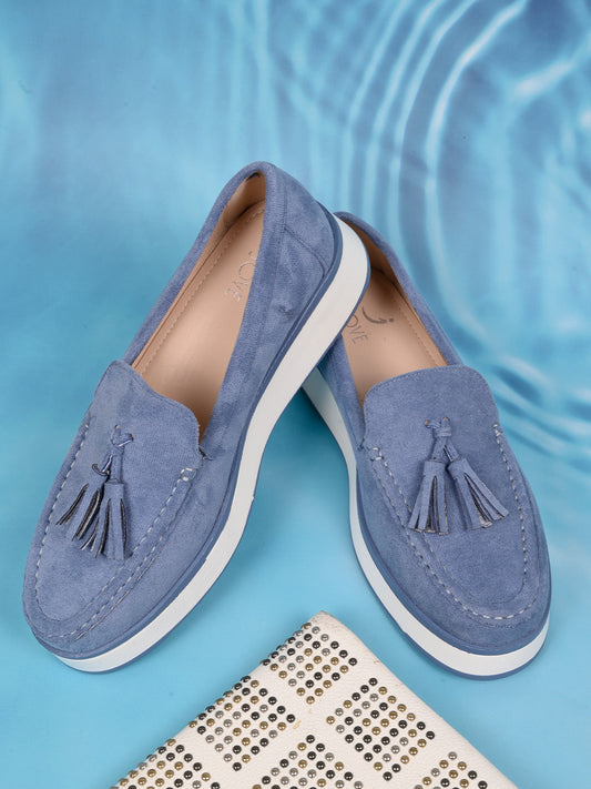 Women, Women Footwear, Blue Loafers