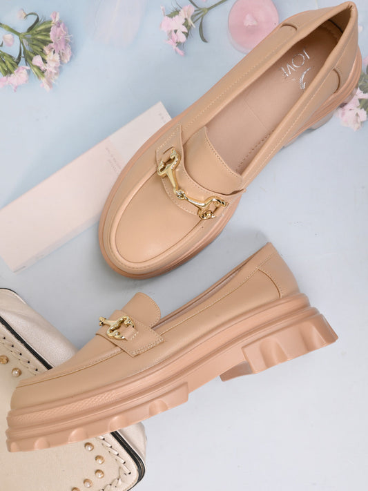 Women, Women Footwear, Beige Loafers