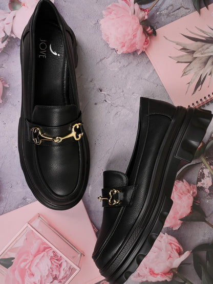 Women, Women Footwear, Black Loafers