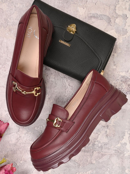 Women, Women Footwear, Maroon Loafers