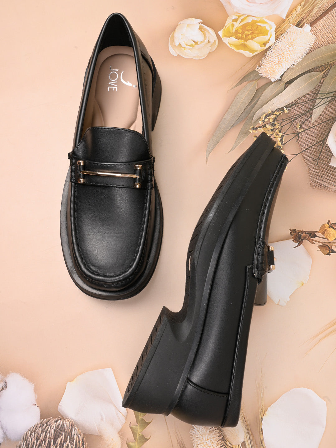 Women, Women Footwear, Black Loafers