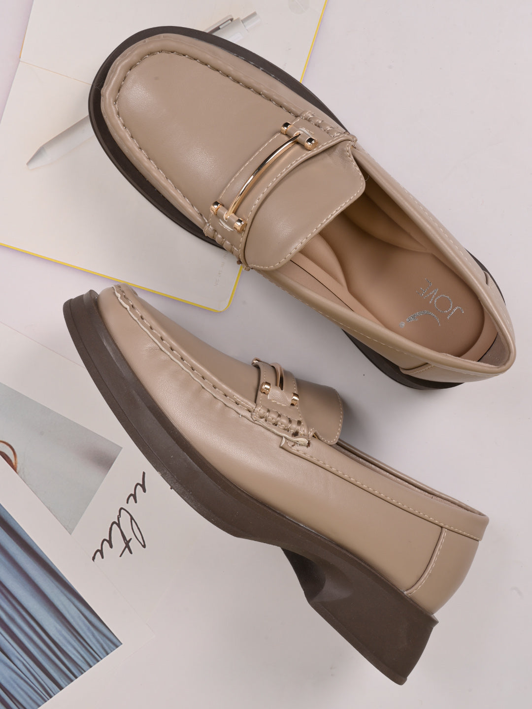 Women, Women Footwear, Khaki Loafers