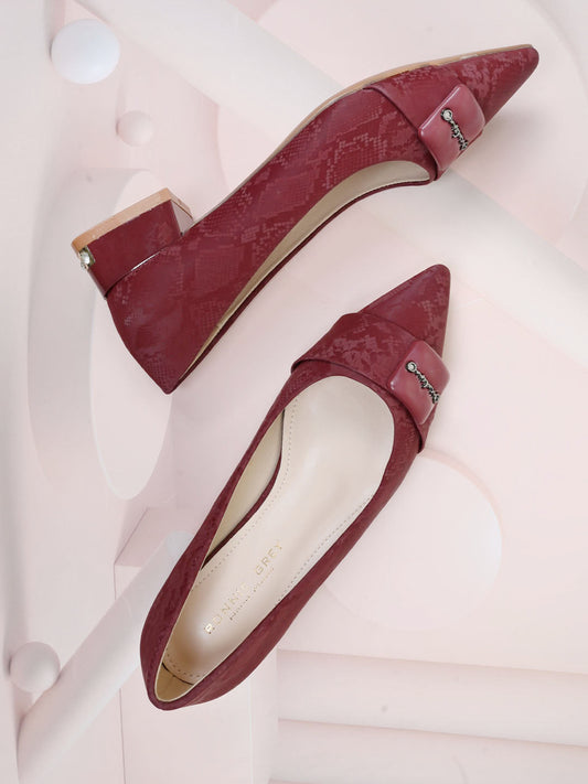 Women, Women Footwear, Maroon Ballerinas