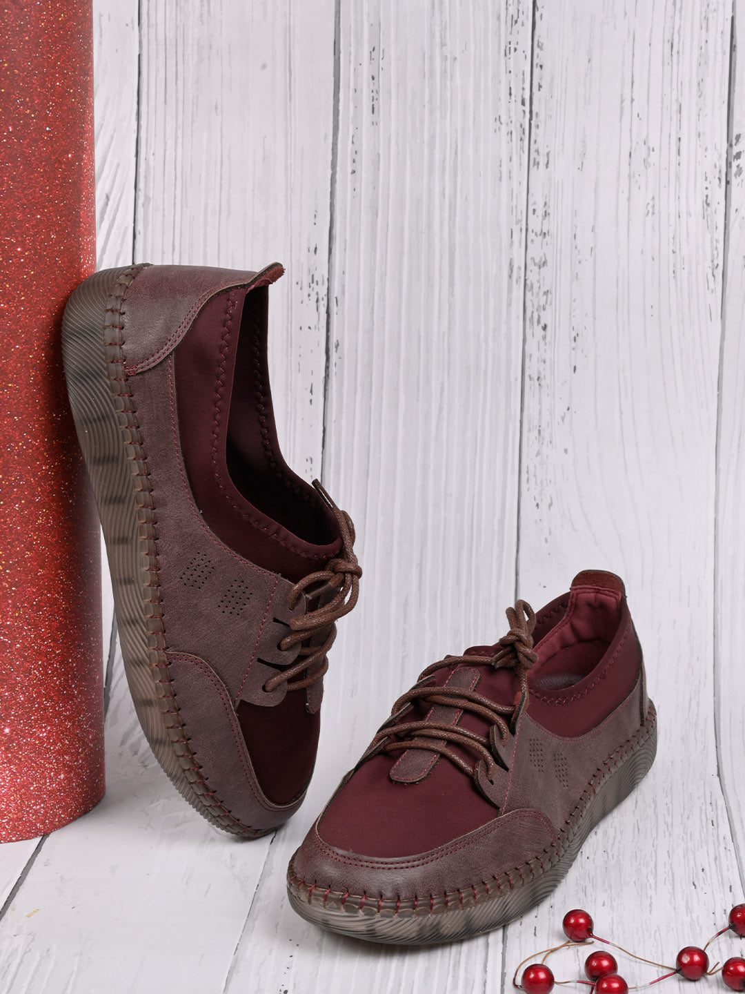 Women, Women Footwear, Maroon Sneakers