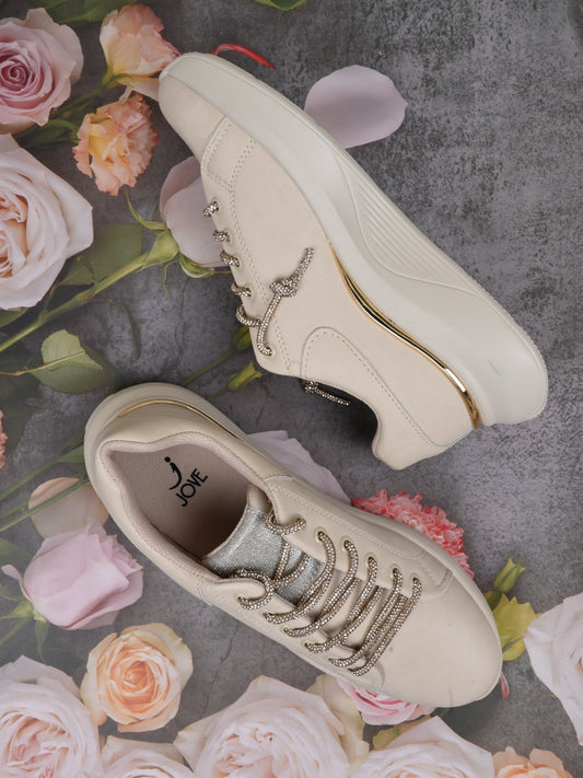 Women, Women Footwear, Beige Sneakers