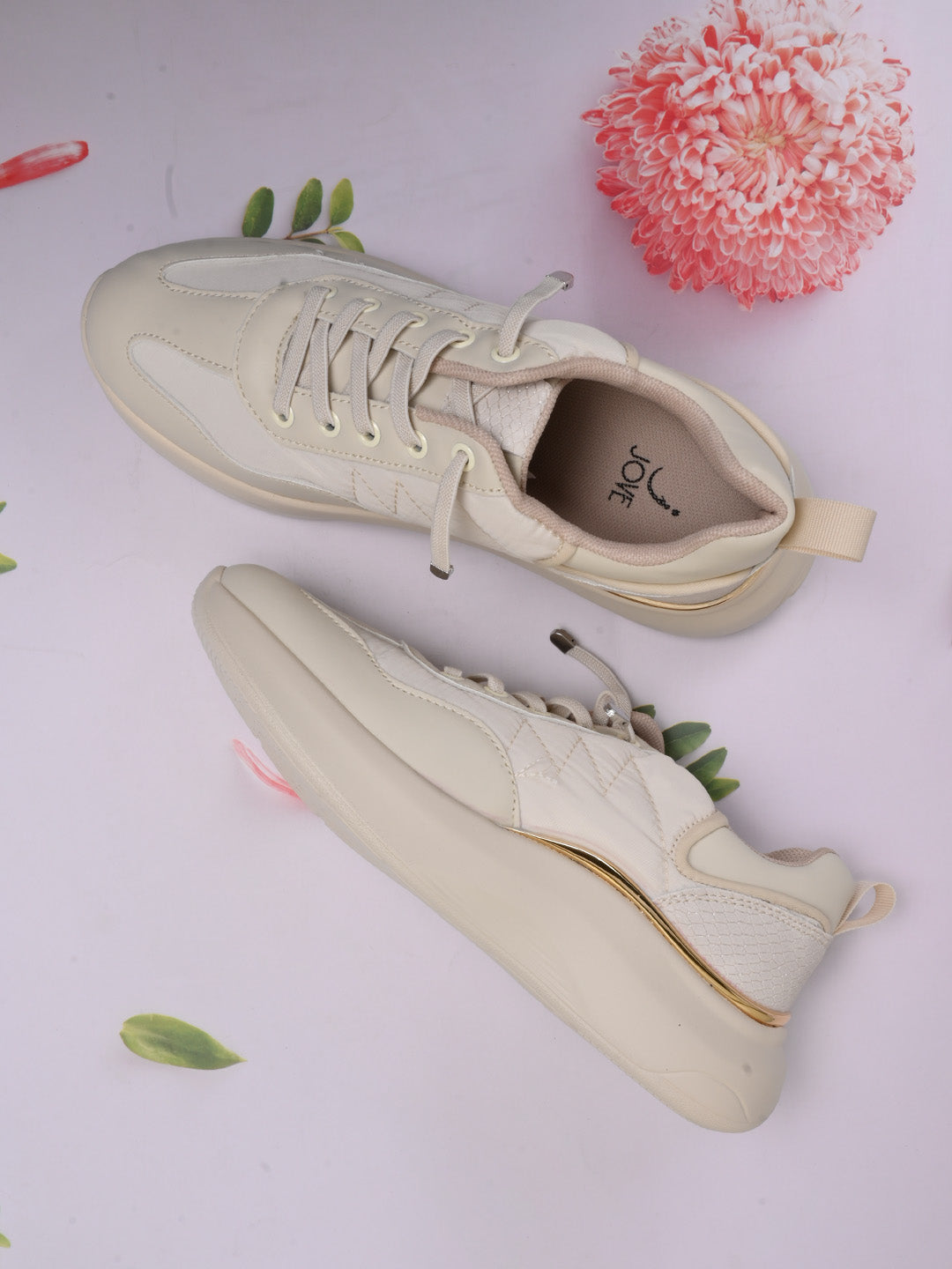 Women, Women Footwear, Beige Sneakers