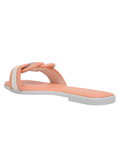 Footwear, Women Footwear, Peach Open Toe Flats