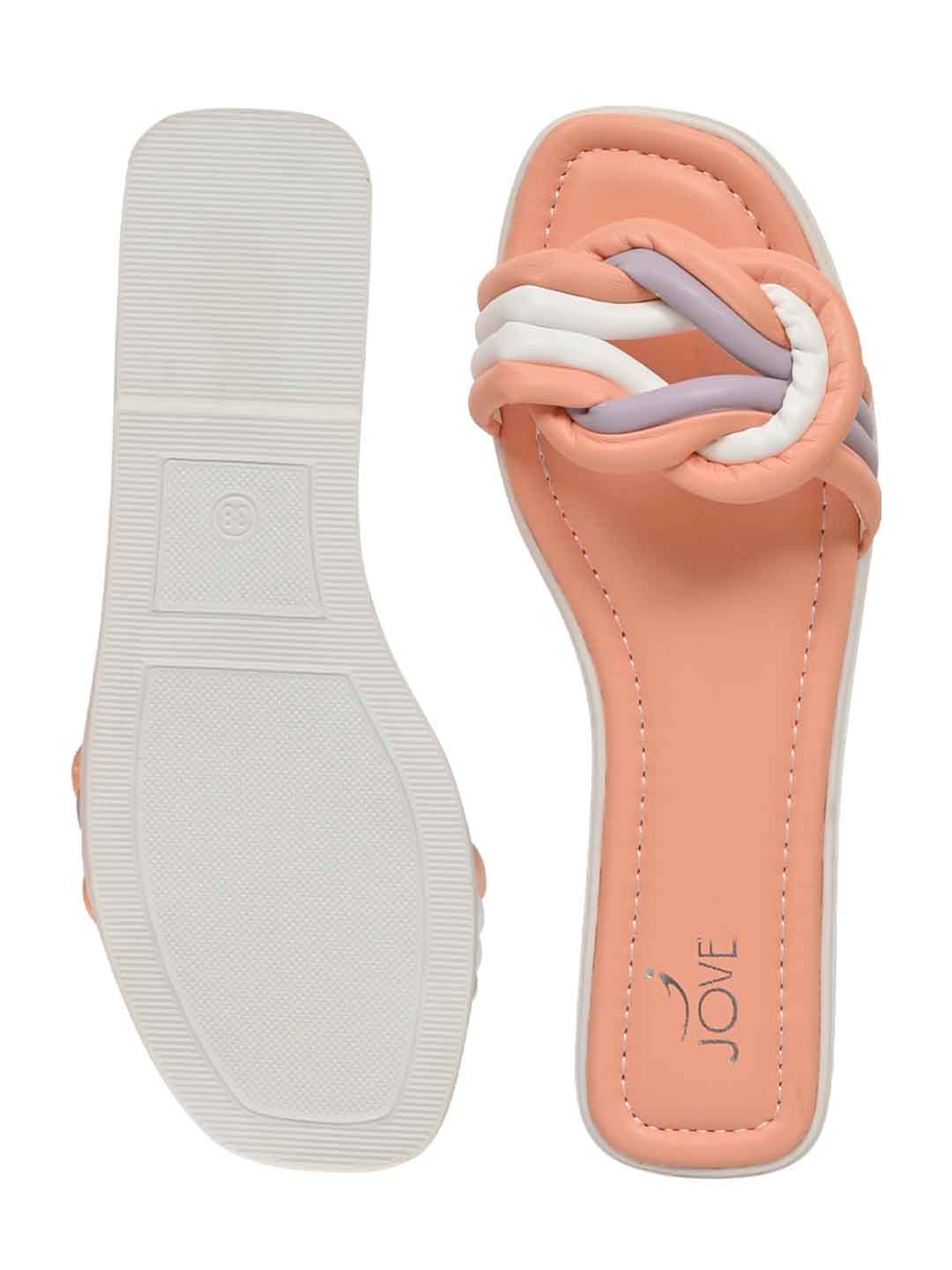 Footwear, Women Footwear, Peach Open Toe Flats