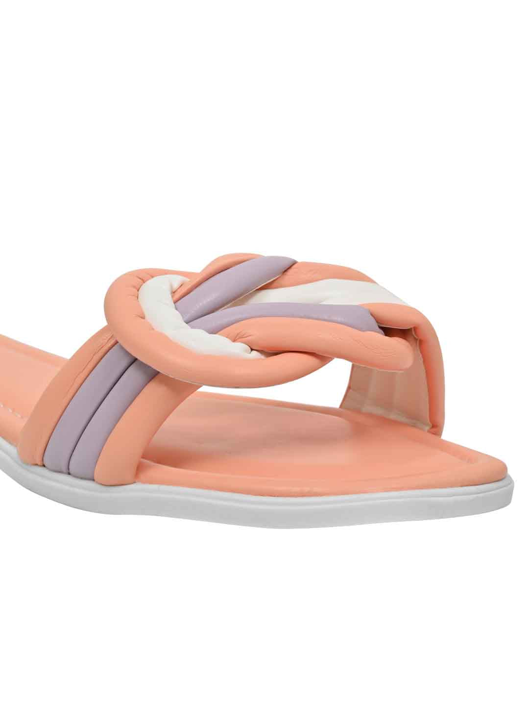 Footwear, Women Footwear, Peach Open Toe Flats