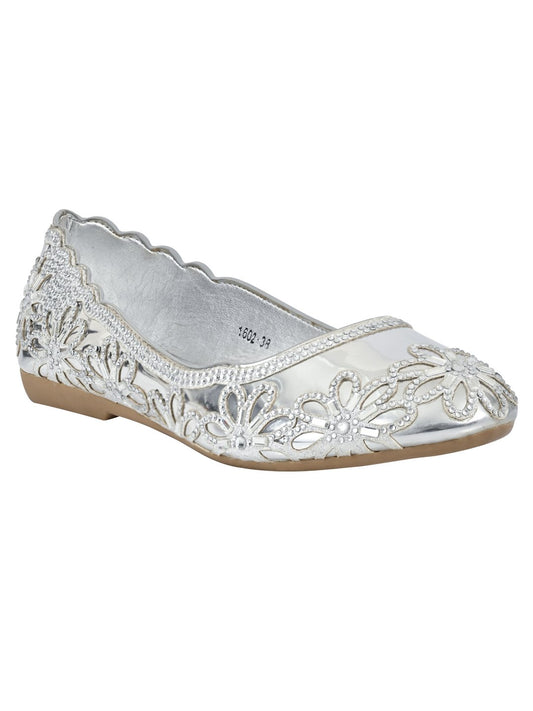 Footwear, Women Footwear, Silver Ballerinas