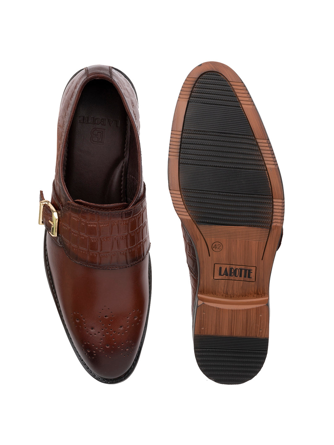 Men Brown Solid Monk