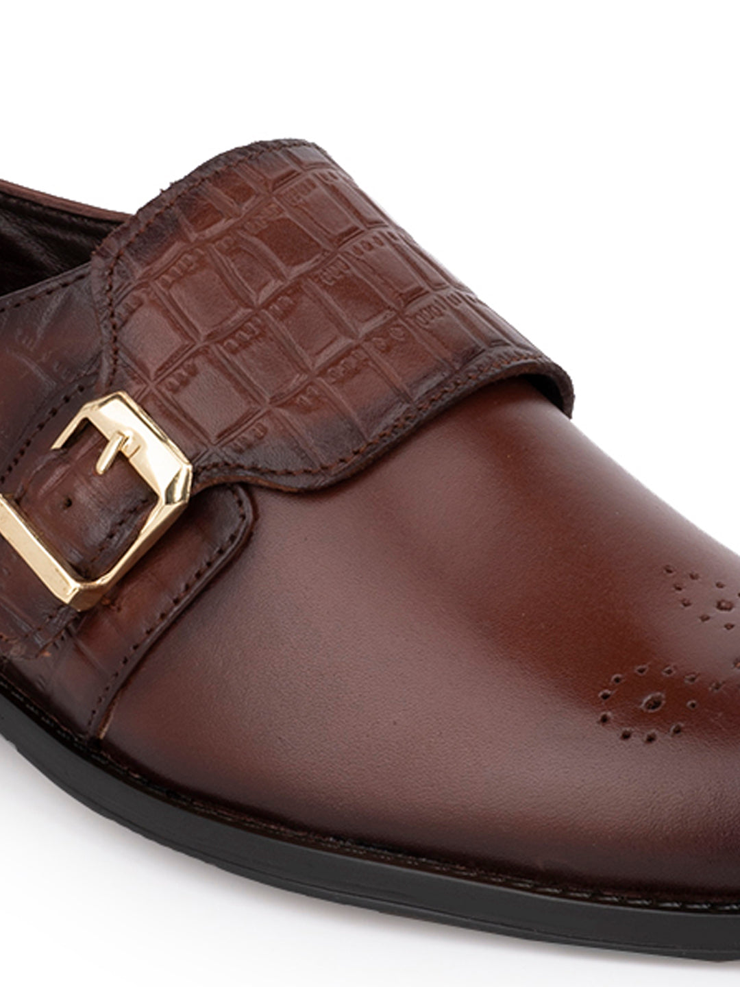 Men Brown Solid Monk