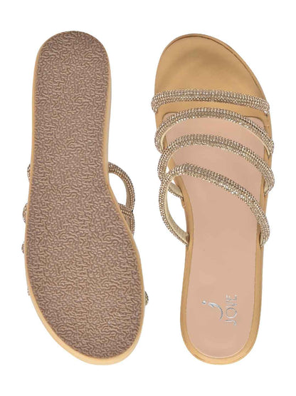 Footwear, Women Footwear, Golden Sandals