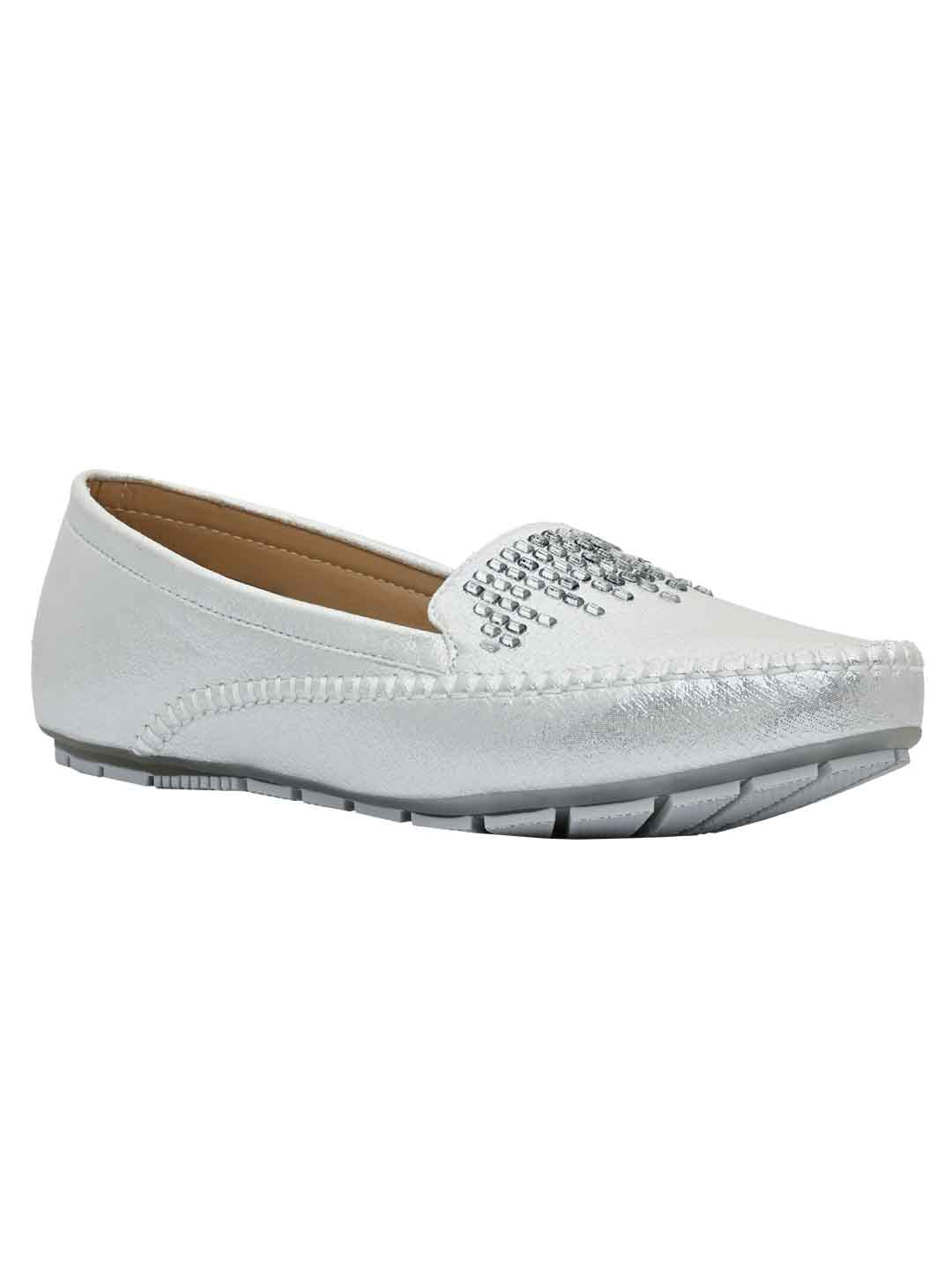 Footwear, Women Footwear, Silver Loafers