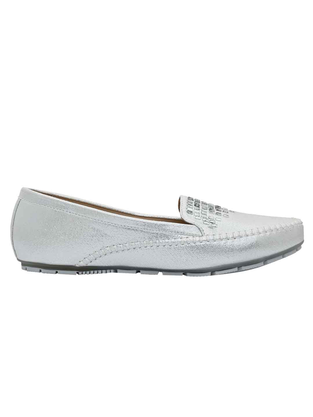 Footwear, Women Footwear, Silver Loafers