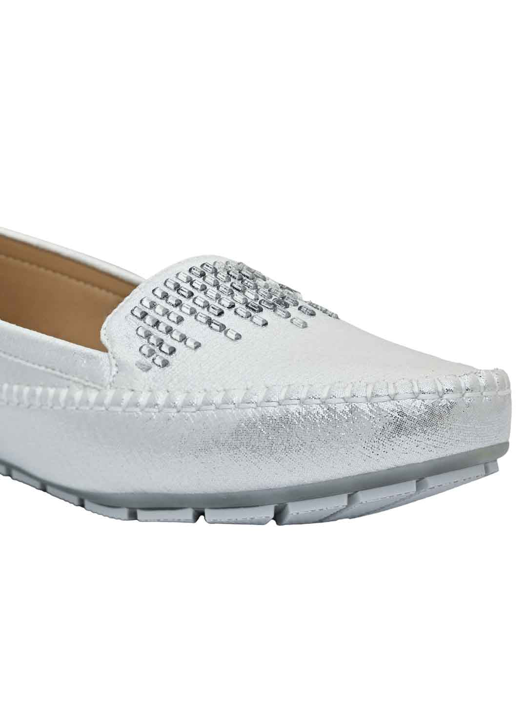 Footwear, Women Footwear, Silver Loafers