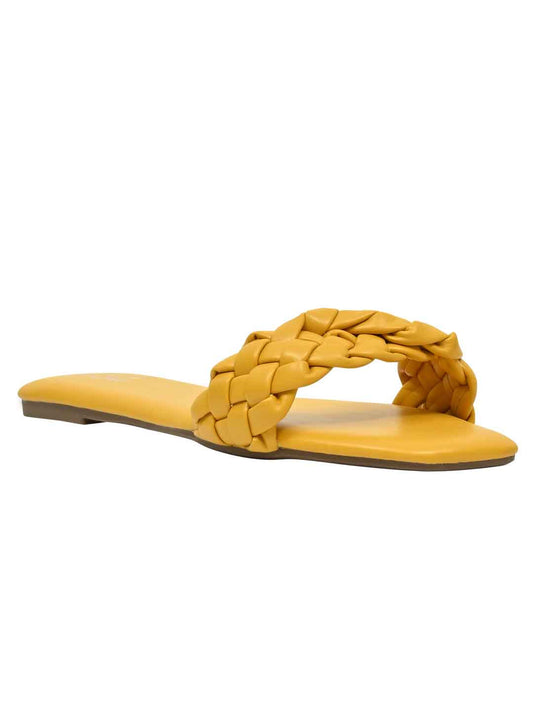 Footwear, Women Footwear, Mustard Open Toe Flats