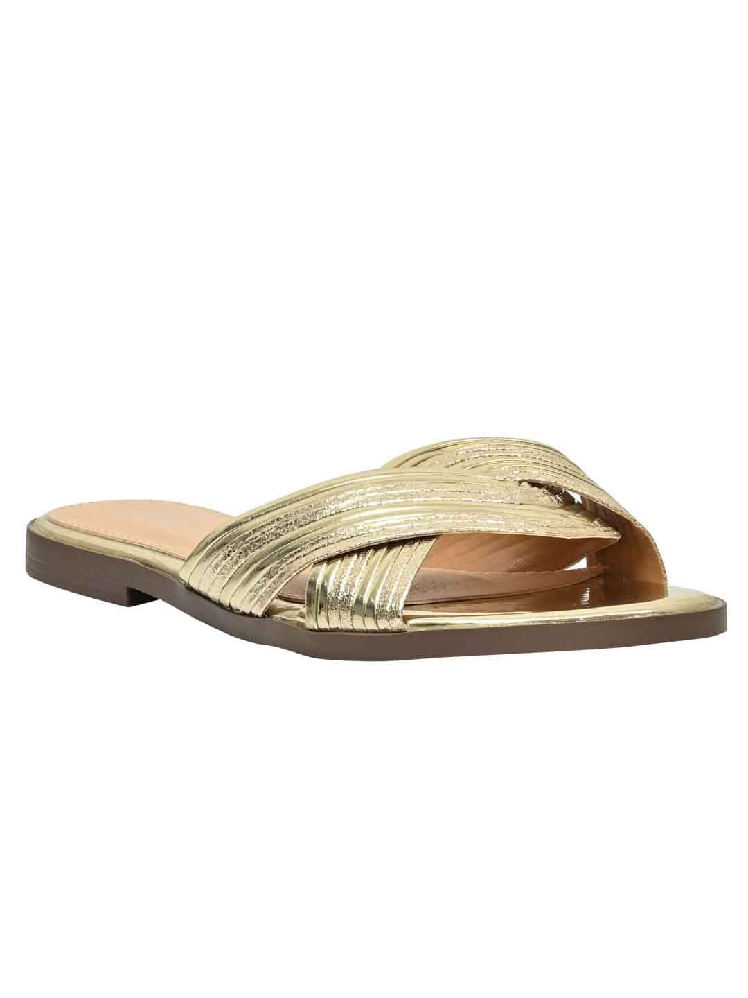 Footwear, Women Footwear, Golden Open Toe Flats