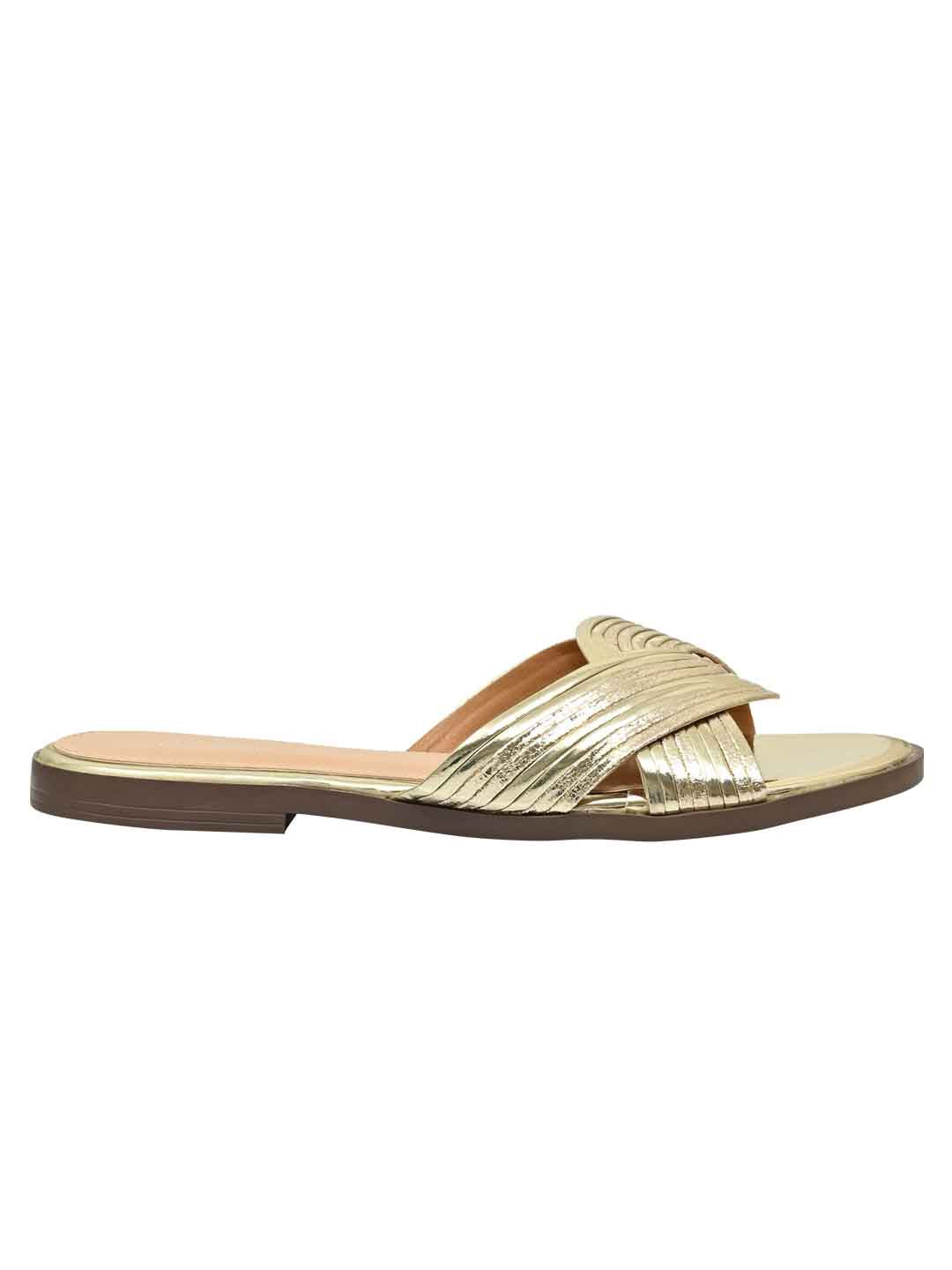 Footwear, Women Footwear, Golden Open Toe Flats