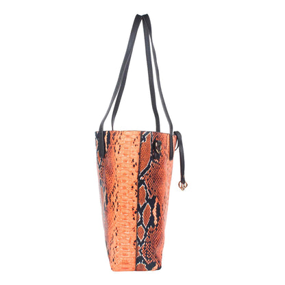 Women Tan Animal Print Tote Bag With Pouch