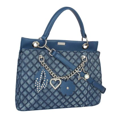 Women Navy Blue Textured Satchel