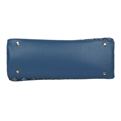 Women Navy Blue Textured Satchel