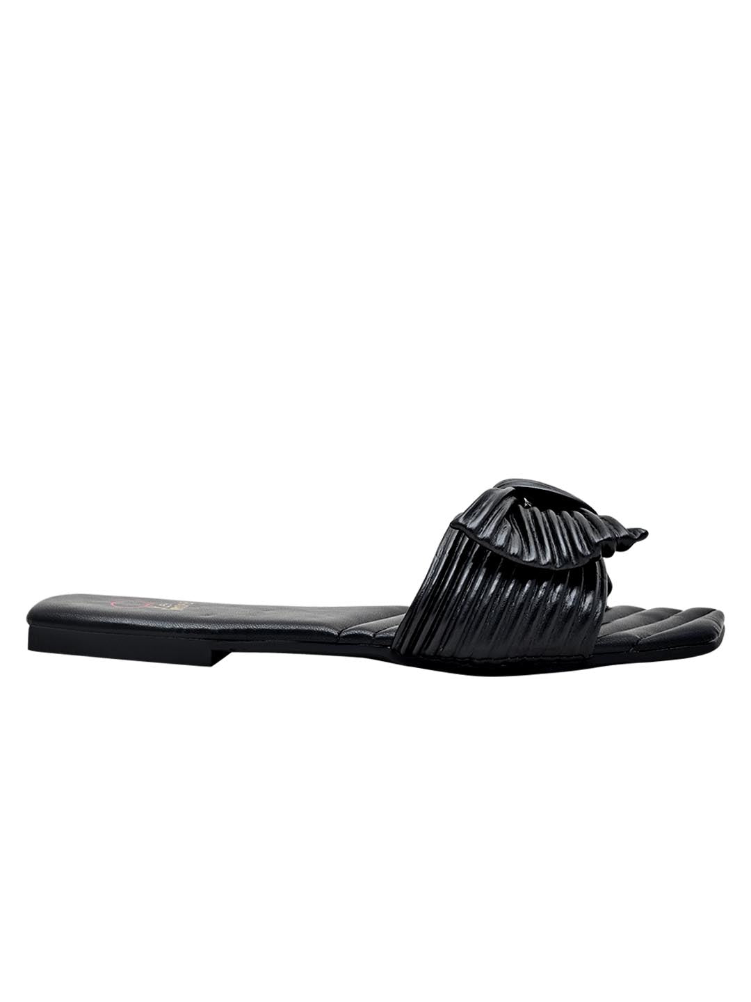 Footwear, Women Footewear, Black Open Toe Flats